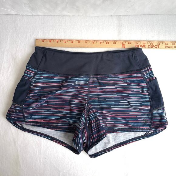 Athleta Ready Set Go Striped Running Shorts With Liner And Pockets Size Small - Picture 2 of 9
